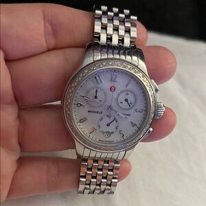 Michele Silver Watch with Chronograph Dial sapphire crystal, diamonds